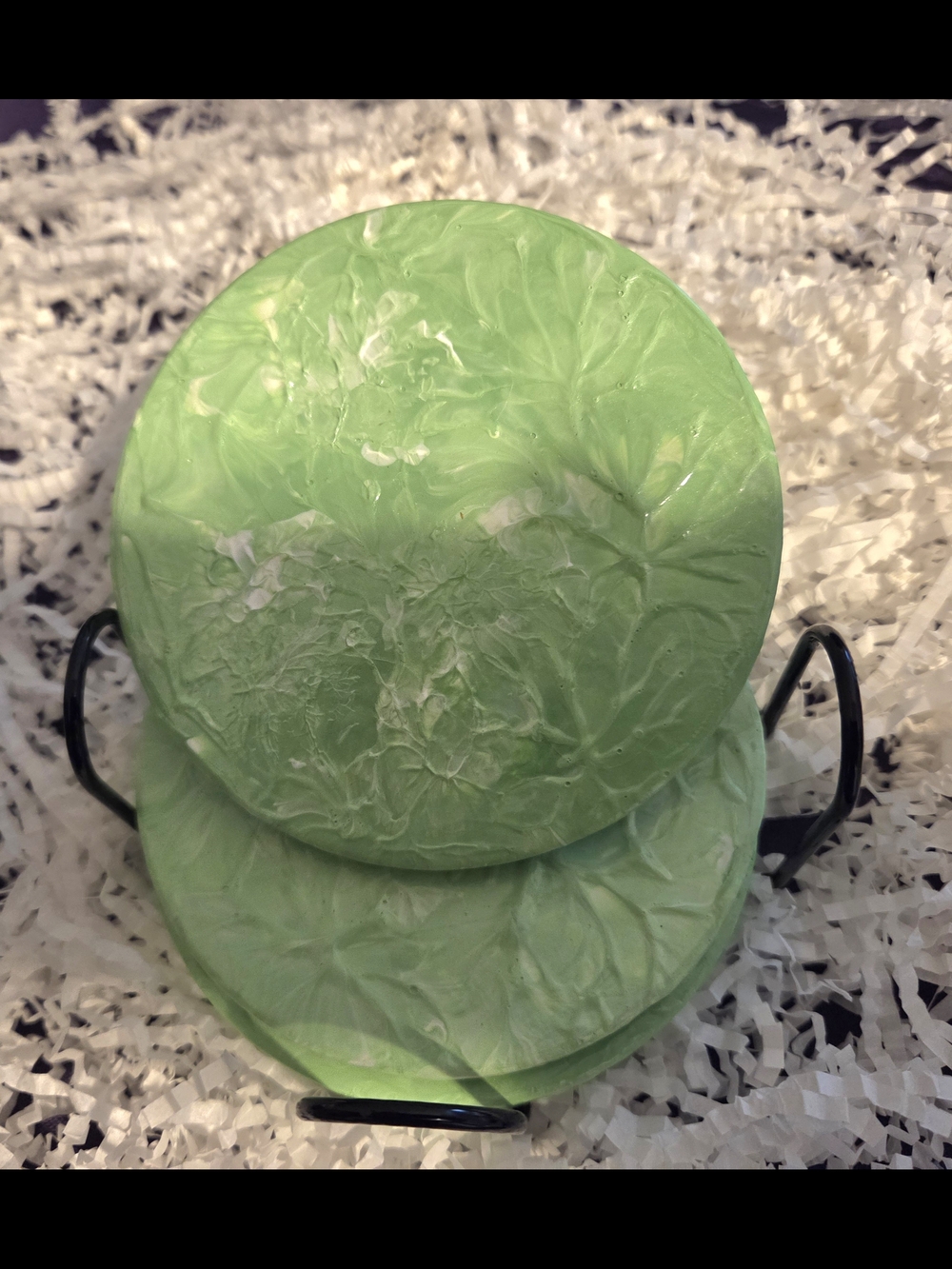 Set Of 4 Hand Painted Round Ceramic Coasters.
